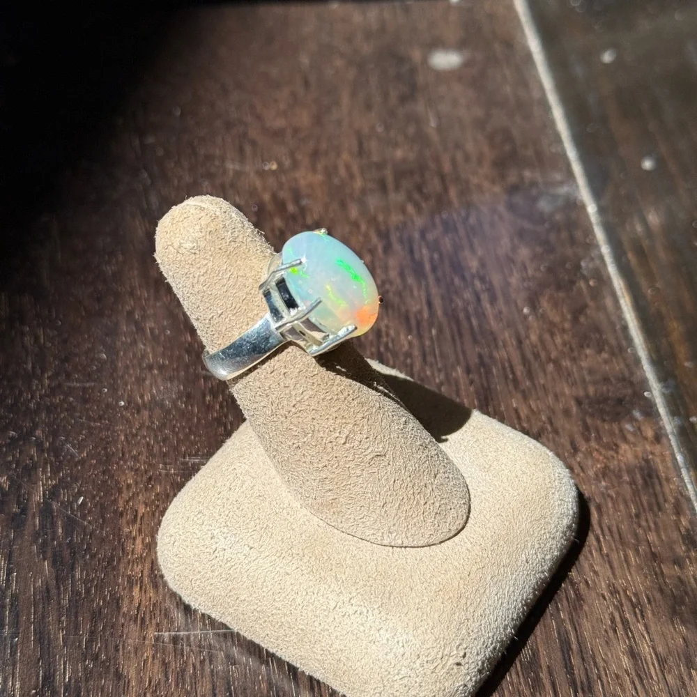 5 Carat Australian Opal Ring – Size 5.5 – 925 Sterling Silver